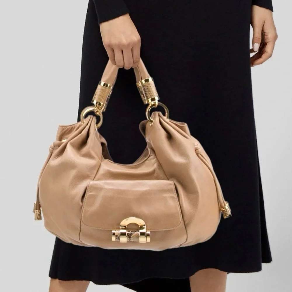 LUXURY LINE MICHAEL KORS Tonne Slouch Hobo Snakeskin Python Leather Shoulder Bag
